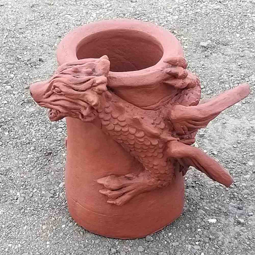terracotta dragon chimney pot planter
